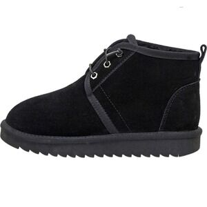 NWT Cushionaire Women's Harper Black Suede Faux Fur Lace Up Boots 8